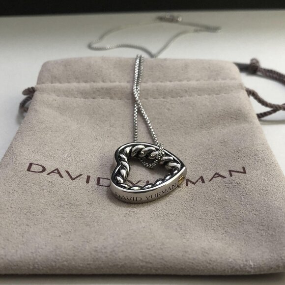 David Yurman Heart Pendant Necklace in 925 Sterling Silver - Picture 3 of 9